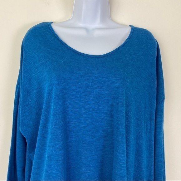 LOGO LORI GOLDSTEIN Blue Drop Shoulder 3/4 Sleeve Lightweight Knit Top Medium - Picture 3 of 7
